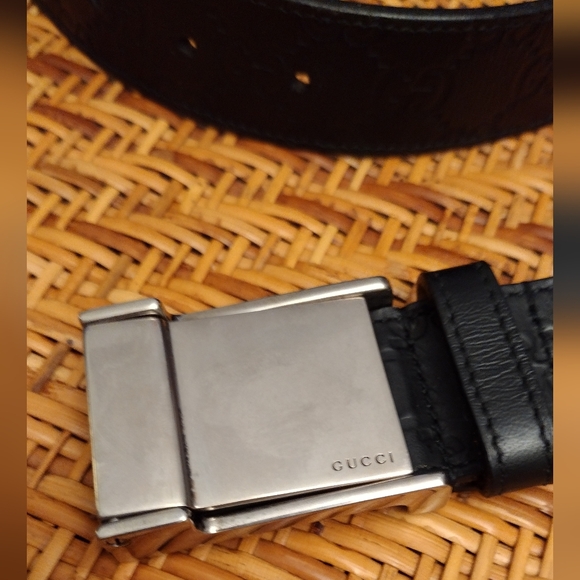 Gucci Other - Gucci Signature Embossed Monogram Black Leather Belt